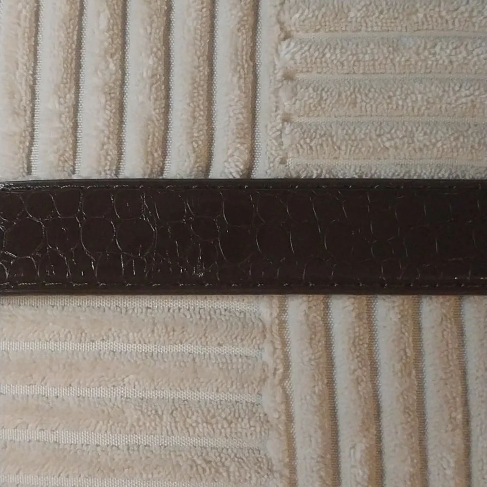 Men's Brown Glossy Leather Belt Dress Basic Classic Capsule Preowned